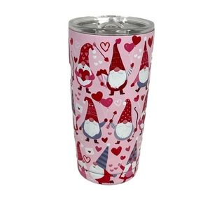 Clementine Valentine’s Gnome Tumbler, Pink, Red, 20 oz